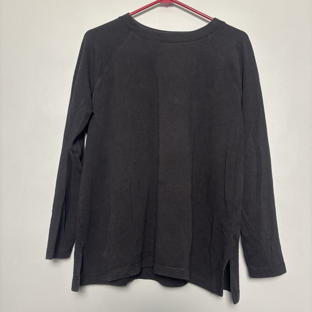 Eileen Fisher Women’s Black Organic Cotton Tencel Lyocell Blend 1X XL Long Shirt